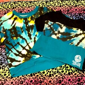 Justice teal tie dye set💚🖤